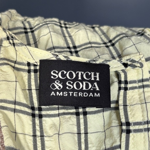 New Women's Scotch & Soda Seerscucker Ruched Blouse | Size L | Yellow Plaid Boho - Picture 7 of 10